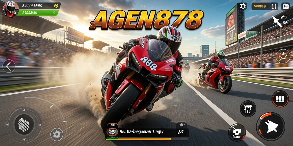 Tampilan gameplay AGEN878 dengan balapan motor yang seru.