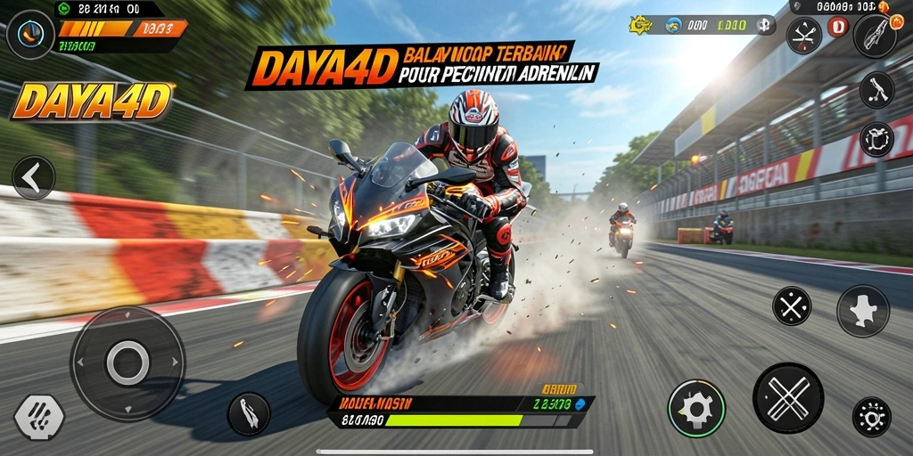 Tampilan gameplay balap motor yang mendebarkan di DAYA4D.