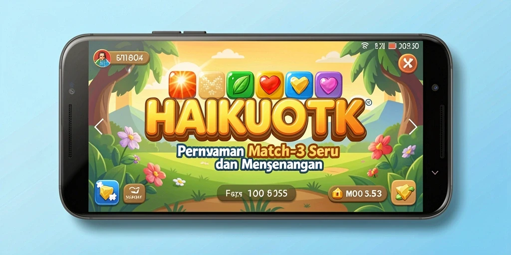 Tampilan gameplay HAIKUOTK yang penuh warna dan tantangan Match-3.