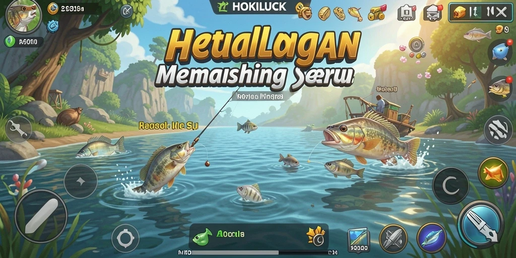Screenshot gameplay HOKILUCK dengan pemain menangkap ikan.