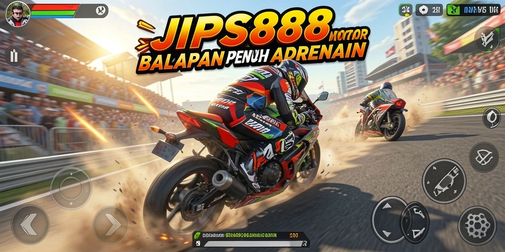 Gameplay mendebarkan di JPS888 dengan balapan motor penuh aksi.