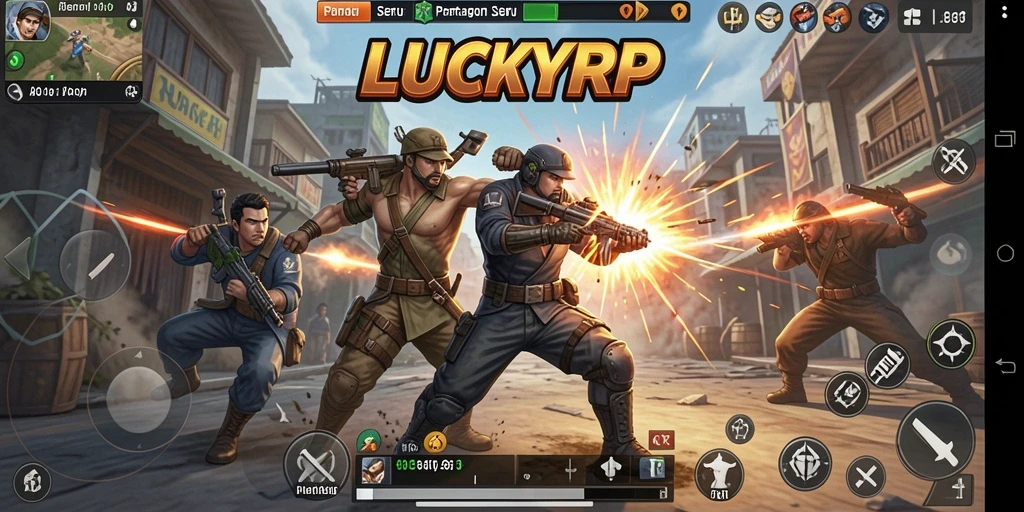 Tangkapan layar LUCKYRP menunjukkan aksi pertarungan yang intens.
