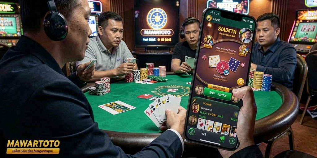 Tampilan gameplay seru di aplikasi MAWARTOTO untuk poker.