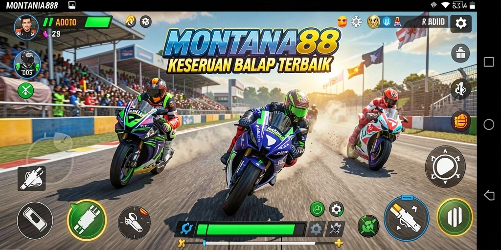 Screenshot MONTANA88 menampilkan aksi balap motor yang mendebarkan.