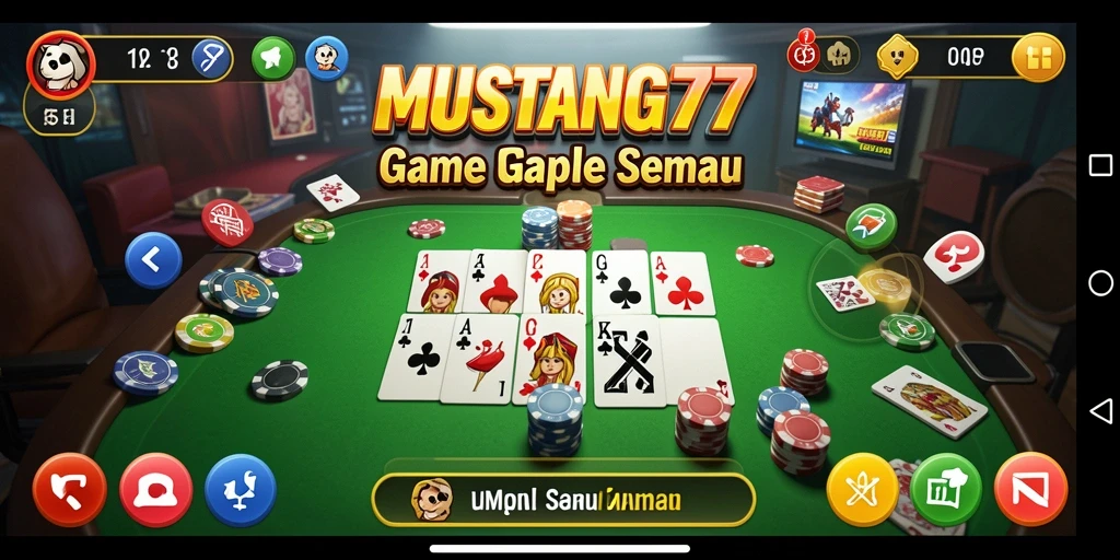 Tampilan gameplay Gaple seru dan menarik di MUSTANG77.